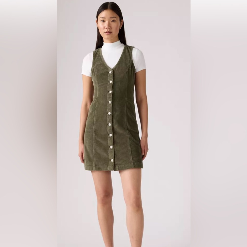 NWT Levi's Olive Green Corduroy Button-Down Dress